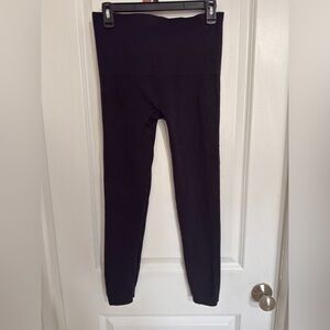 SPANX BLACK HIGH WAIST LEGGINGS XL SHAPING STRETCH ATHLEISURE